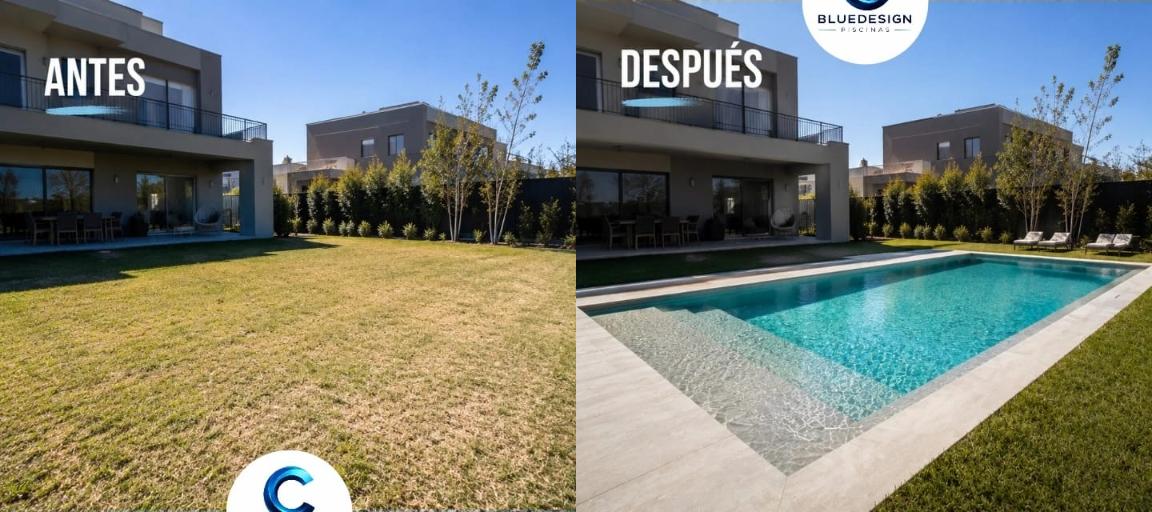 Transformación de obra a piscina terminada - Blue Design